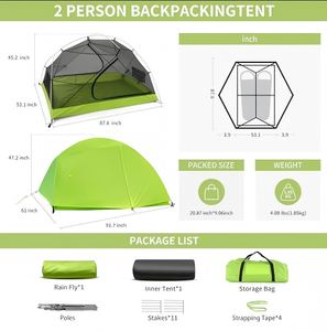 Leggero Tenda da campeggio <span class=keywords><strong>3</strong></span> stagioni Rainfly a doppio strato Free Standing include Footprnint per escursioni in campeggio - Product Image 2