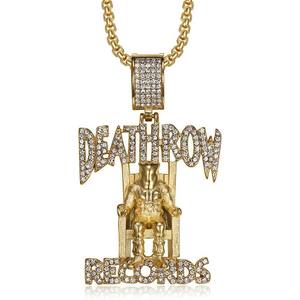 Collana con Ciondolo <span class=keywords><strong>Hip</strong></span> <span class=keywords><strong>Hop</strong></span> DEATHROW RECORDS 2026, Gioielli in Acciaio Inossidabile Impermeabile con Zirconi CZ Iced Out per Uomo Donna, Vendita all'Ingrosso - Product Image 1