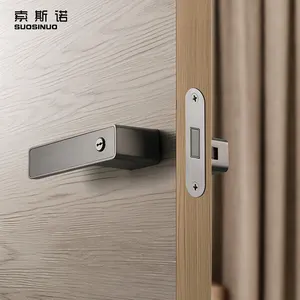 High Standard Interior Bedroom Privacy Access Mute Grey Wooden Door Zinc Alloy Minimalist Modern Passage Door Lock Handle