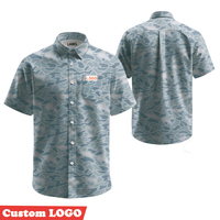 Op maat bedrukte camouflage korte mouw vissershemd voor heren, sneldrogend, 4-weg stretch, knoopsluiting, ademend outdoor shirt voor heren