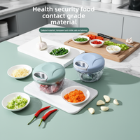 Mini Procesador de Alimentos Manual Portátil, Picador de Ajo con Cuerda, Cortador de Cebolla, Triturador de Frutas y Verduras
