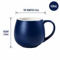 Tasse à café en céramique ronde à ventre bombé, finition mate, style nordique minimaliste, avec logo personnalisé, 430 ml, couleur rose macaron, en grès, pour le thé, vente en gros