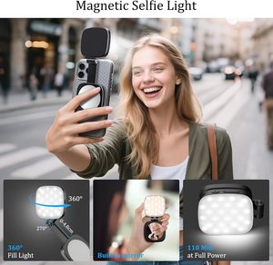 Accessoires de voyage en gros CRI≥95 5 températures de couleur Lumière magnétique pour selfie à angles multiples Anneau lumineux pliable avec miroir - Product Image 5