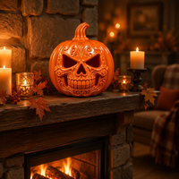 Figurine sculptée personnalisée en résine, initiale 'M', citrouille, peinte à la main, art populaire, accent d'automne, charmante pièce de table pour Halloween