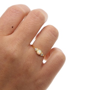 2023 New Arrive Delicate Thin Band Clear CZ Triangle Round Fire <strong>Opal</strong> <strong>Ring</strong> for Women Girl Fashion Jewelry - Product Image 3
