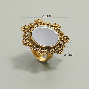 KQ-58 anneaux de manchette réglables en <span class=keywords><strong>or</strong></span> antique bijoux vintage <span class=keywords><strong>bague</strong></span> fleur <span class=keywords><strong>camée</strong></span> ronde - Product Image 2