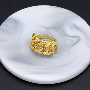 Jxx Fashion 24K Gold Plated Brass <b>Rings</b> Minimalist <b>Chunky</b> Geometric Texture Waterproof Ocean Wave Classic Wholesale Jewelry - Product Image 4