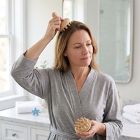 Peigne de massage du cuir chevelu en bois - Outil de massage de la tête en bois de santal, brosse Gua Sha pour la croissance des cheveux des femmes et des hommes, massage corporel