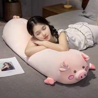 Coussin décoratif en peluche cochon mignon brodé, super doux, unisexe, jouet anti-stress pour enfants