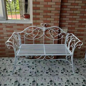 Fauteuil double élégant en <span class=keywords><strong>fer</strong></span> <span class=keywords><strong>forgé</strong></span>, banc <span class=keywords><strong>de</strong></span> <span class=keywords><strong>jardin</strong></span>, chaise longue d'extérieur pour balcon et patio, style campagnard américain, démontable - Product Image 4