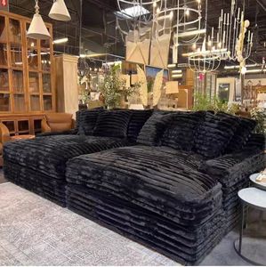 قماش فاخر عصري رومانسي مخملي بني مقطعي أفريقي للمنزل الفندق غرفة المعيشة شقة الزاوية - Product Image 2