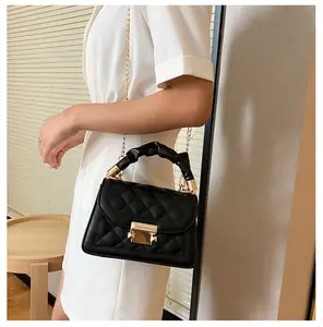 Лидер продаж от оригинального производителя, Корейская женская Хлопковая Сумка контрастных цветов из полиуретана, женская сумка-мессенджер, сумка на цепочке, женская сумка через плечо