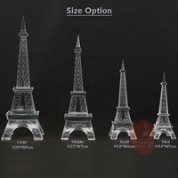 Vente en gros, 4 tailles, petit à grand, modèle de tour Eiffel en cristal avec Base Led, verre en cristal, décoration de la tour Eiffel de Paris, CMD-05