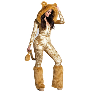 Disfraz de Halloween de una pieza, talla S-XL, disfraz de zorro para mujer adulta, traje de animal peludo dorado - Product Image 3