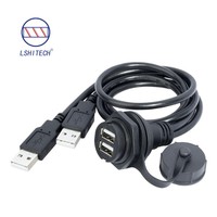 Conector USB de Panel Hembra a Macho de Doble Canal Lshitech M25, Resistente al Agua, Adaptador USB 2.0 3.0, Cable de 1.5-5m para PC, Computadora + Tapa Antipolvo