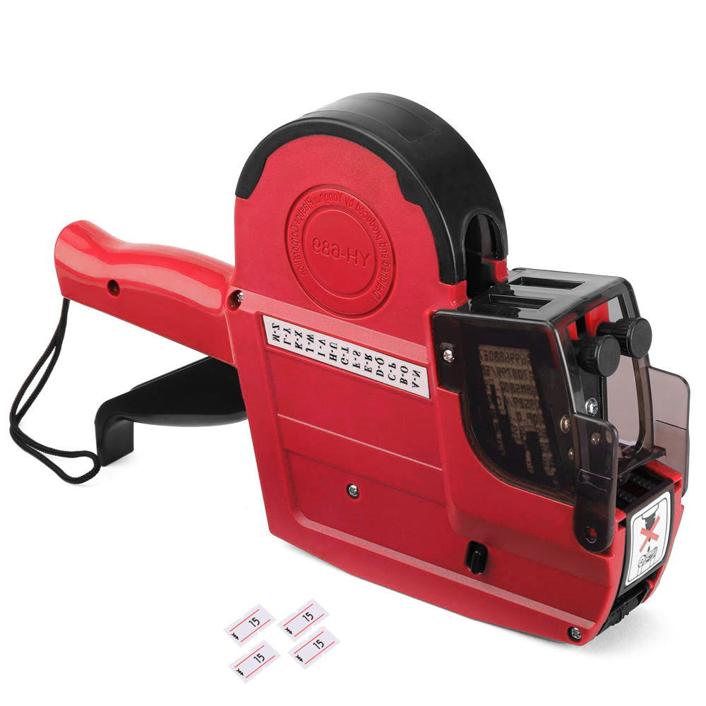 Label pistool prijs merk tags label tagging pistool met 10 cijfers, 2 regels etiketteermachine marker aanhanger tool voor kantoor en detailhandel winkel etiketteermachine kit (blauw