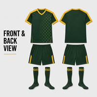 Ensemble de sport personnalisé à manches courtes et col en V avec imprimé quadrillé pour l'entraînement et les matchs des équipes de football adultes et adolescentes