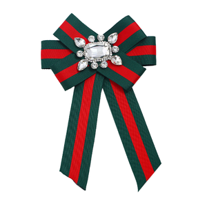 Hepound新ヨーロッパイギリス系アメリカ人スタイルシャツフラワーアクセサリーブローチねじリボンラインストーンボウティー襟ピン卸売 - Product Image 1