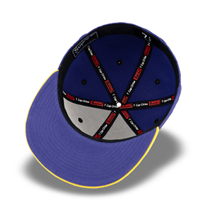 Casquette ajustée TCAP personnalisée en Chine, 6 panneaux, visière plate, broderie plate, blanc et violet - Product Image 5