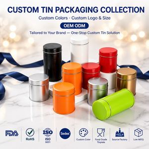Juego de Cajas Metálicas Cilíndricas al por Mayor, Disponibles en Varios Colores, Contenedores de Almacenamiento de Hojalata, Tamaños Surtidos, Logotipo Personalizado - Product Image 1