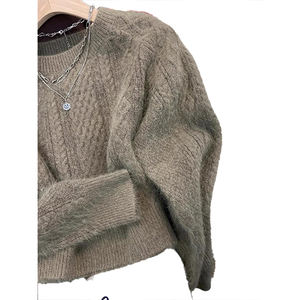 Suéter de Punto Grueso de Moda, Estilo Suave, Texturizado, para Mujer, Otoño Invierno, Prenda Exterior Gruesa, Suéter de Lana, Top de Punto de Alta Gama - Product Image 4