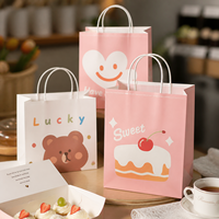 Sac en papier à poignée plate, robuste, pour restaurant, à emporter, faible MOQ, commande d'essai pour l'emballage de repas à emporter
