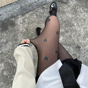 Collants/collants pour femmes avec nœud en forme de cœur imprimé épais en velours double couche de couleur chair pour l'hiver - Product Image 4