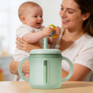 Gobelet à eau pour bébé en silicone sans BPA, anti-fuite, avec poignée, biberon d'apprentissage pour bébé - Product Image 2