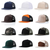 Gorra Richardson de malla a la moda para hombre y mujer, bordada, de 7 paneles, ajustable, 100% poliéster, con visera plana, estilo camionero, 2026