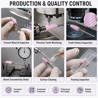 Fraise à ongles professionnelle en céramique, motif flamme rose-violet, grain fin, tige de 3/32 pouces, pour usage en salon de manucure, OEM ODM