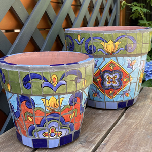 Maceta de cerámica con mosaico floral para suculentas y plantas verdes, decoración para balcones y ventanas abatibles - Product Image 4