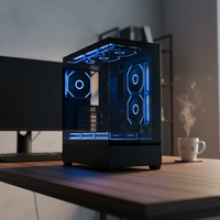 Boîtier de PC de jeu New Century Star Mid Tower en alliage d'aluminium EATX avec panneau latéral en verre trempé et ports USB avant