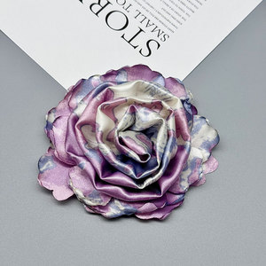 Fleur en tissu satiné faite à la main, rose tie-dye, pour pinces à cheveux, vêtements, chaussures, chapeaux, accessoires, fournitures artisanales - Product Image 3