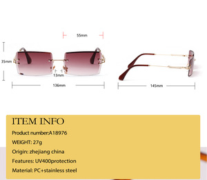 2025 Retro Vintage Eyewear Popular UV400 Sun Glasses Small Square Frameless <strong>Gradient</strong> Lenses Fashionable Personality <strong>Sunglasses</strong> - Product Image 4