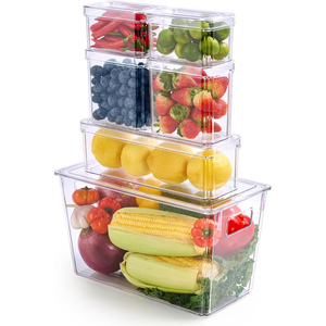 Kitchen Essentials High Quality Transparent Plastic Rectangle Stackable Food Storage <b>Container</b> 1-3L Capacity for Refrigerator - Product Image 1