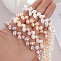 Perles de riz naturelles longues, perles d'eau douce, brin de perles en vrac 7-8 mm pour bracelet fait main, collier, création de bijoux DIY