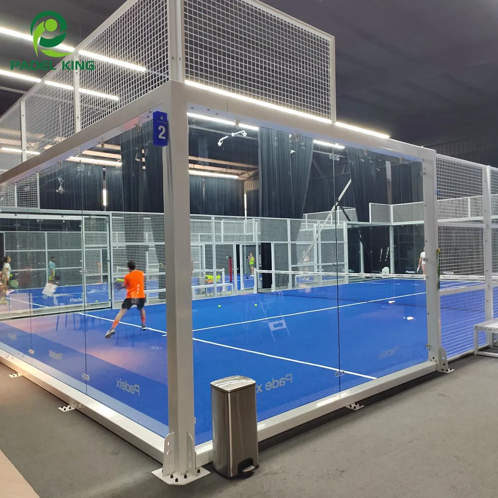 Penjualan Terbaik merek Padel King Panoramic Padel Court dengan Padel Court Rackets dan bola gratis biaya