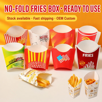 Boîte à frites écologique épaissie en carton alimentaire, résistante à l'huile, avec impression de logo personnalisé, emballage de snacks à emporter en gros
