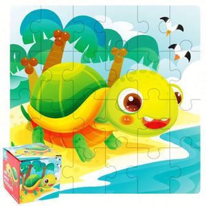 Style 24 Pcs in 1 <b>Box</b> Wooden Jigsaw <b>Puzzle</b> Animal Vehicle Dinosaur Montessori Educational Learning Toy Game for Children Kids - Product Image 4