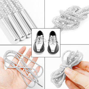 AB Crystal Rhinestone Shoe Laces Flat 3D Cordones con cordón para zapatillas y sudaderas Reemplazo Bling Glass Shoelaces Strings - Product Image 5