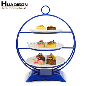 Huadison équipement de restauration <span class=keywords><strong>Buffet</strong></span> outils de gâteau de mariage plateau d'affichage en céramique support de gâteau en céramique de mariage présentoir à 3 niveaux - Product Image 1