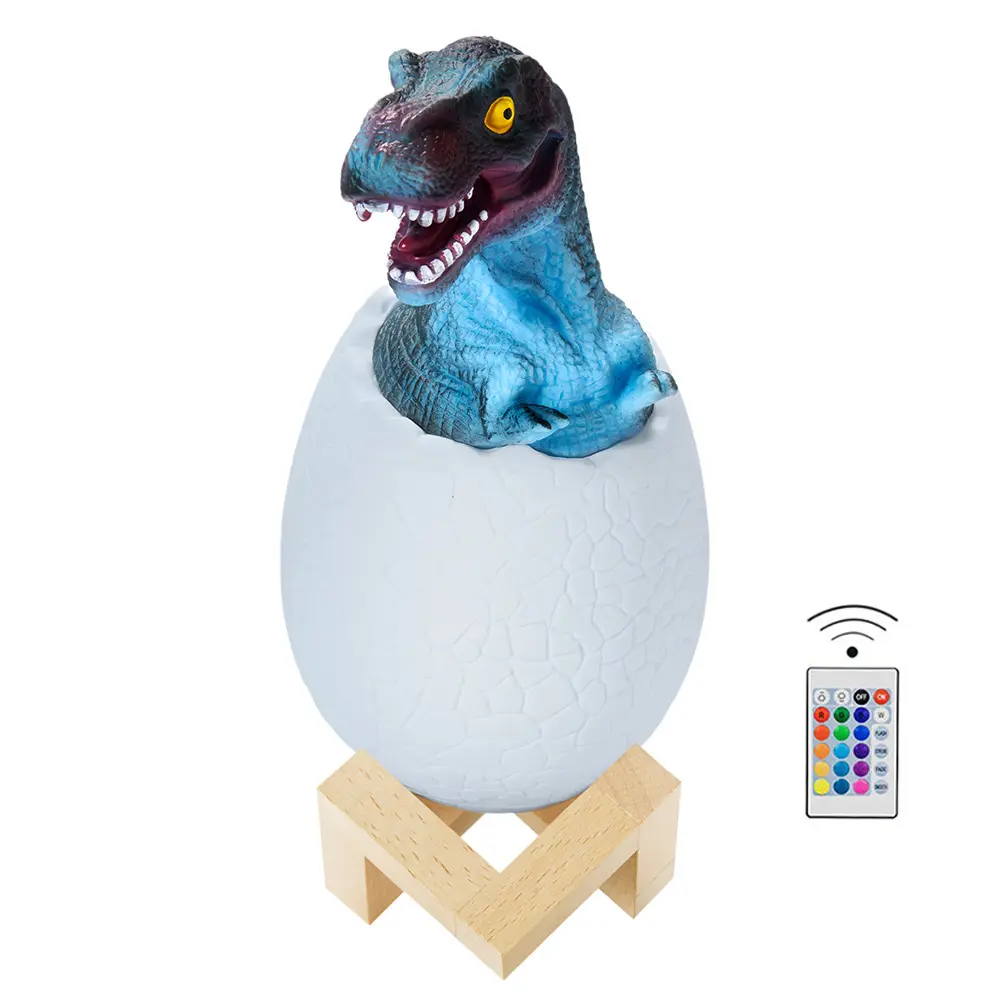 원격 제어 공룡 계란 밤 빛 똑똑한 만화 테이블 램프 LED 접촉 감지기 Pat 3D 밤 빛