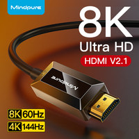 Câble HDMI Mindpure 8K Fibre Optique 48 Gbps AOC 2.1 Haute Vitesse Puce en Silicium Allemand Laser US EARC OM3 HDR Alliage de Zinc 50m
