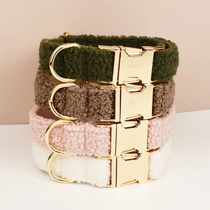 <span class=keywords><strong>Collar</strong></span> de perro de oso de peluche de terciopelo esponjoso con correa y lazo etiqueta personalizada nombre grabado para entrenamiento diario patrulla senderismo - Product Image 1