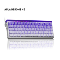 Clavier mécanique de jeu AULA HERO 68HE USB à interrupteurs magnétiques RGB, déclenchement rapide, retour 8K, filaire, clavier personnalisé pour l'e-sport