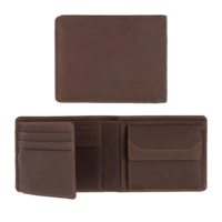 Dompet Pria Kulit Sapi Italia Asli dengan Logo Embos Custom, Kantong Koin Kulit Pendek, Dompet Lipat Tipis untuk Kartu Kredit, RFID