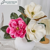 Branche de fleur de magnolia artificielle réaliste en tissu de soie pour arrangement floral, décoration de mariage, jardin, hôtel