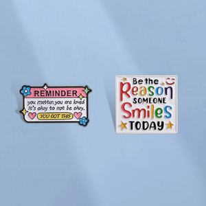 Distintivo Colorato con Lettere, Spilla per Studenti, Decorazione per Cappelli, Fusione in Lega di Zinco UV, Promemoria per la Festa del Papà, Ti Amo, Sei Importante, <span class=keywords><strong>È</strong></span> Ok - Product Image 1