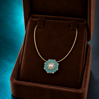 Collier pendentif floral vintage, imitation perles, chaîne en alliage, pendentif en pierre, bijoux de Noël