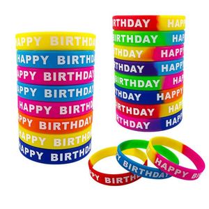 Pulseras de Goma de Feliz Cumpleaños, Pulseras Elásticas de Colores, Pulsera de Silicona con Logotipo Personalizado para Fiestas de Cumpleaños de Adultos y Niños - Product Image 1